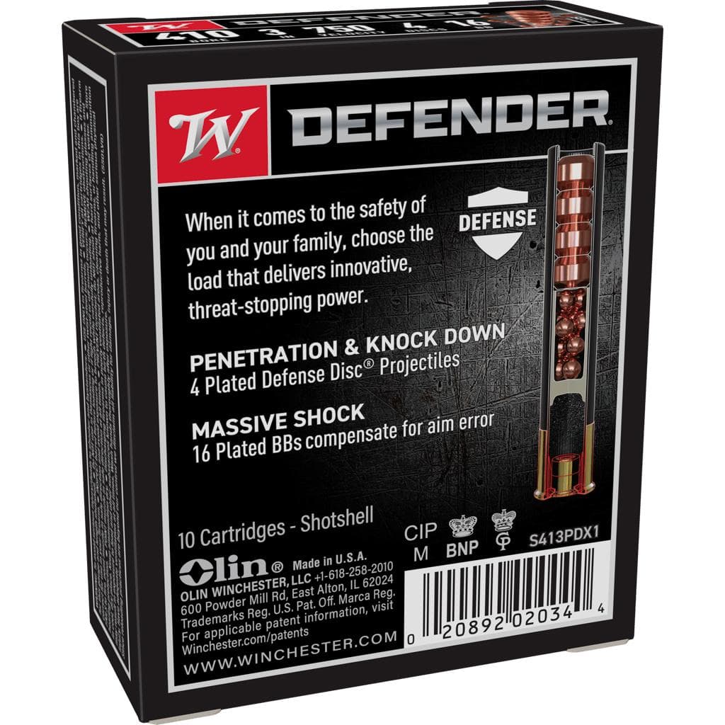 Winchester Supreme Elite PDX1 Personal Defense Shotshells .410 ga 3" 4 disc 16 plts Slug 750 fps 10/ct