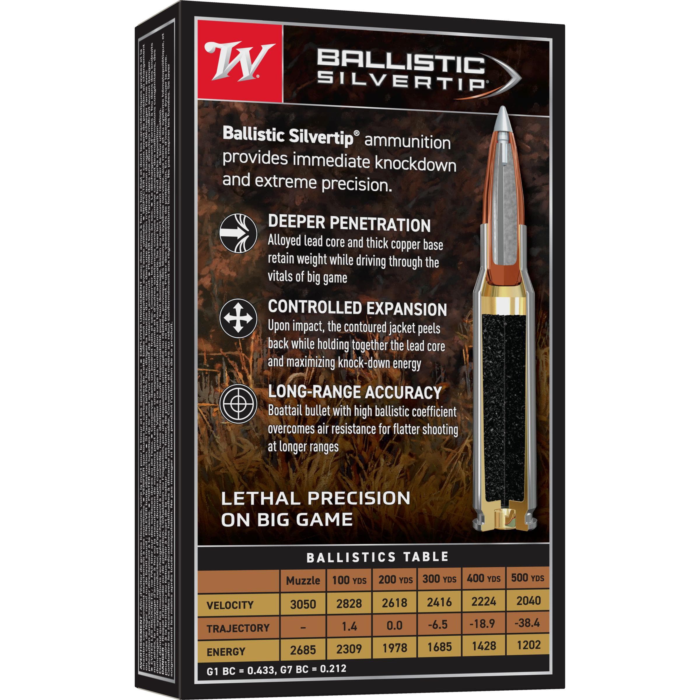 Winchester Ballistic Silvertip Rifle Ammunition .270 Win 130 gr. PT 3050 fps 20/ct