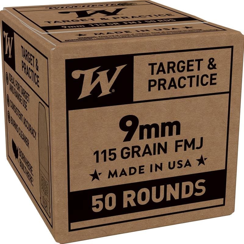 Winchester Service Grade Handgun Ammunition 9mm Luger 115gr FMJ 1300fps 50/ct