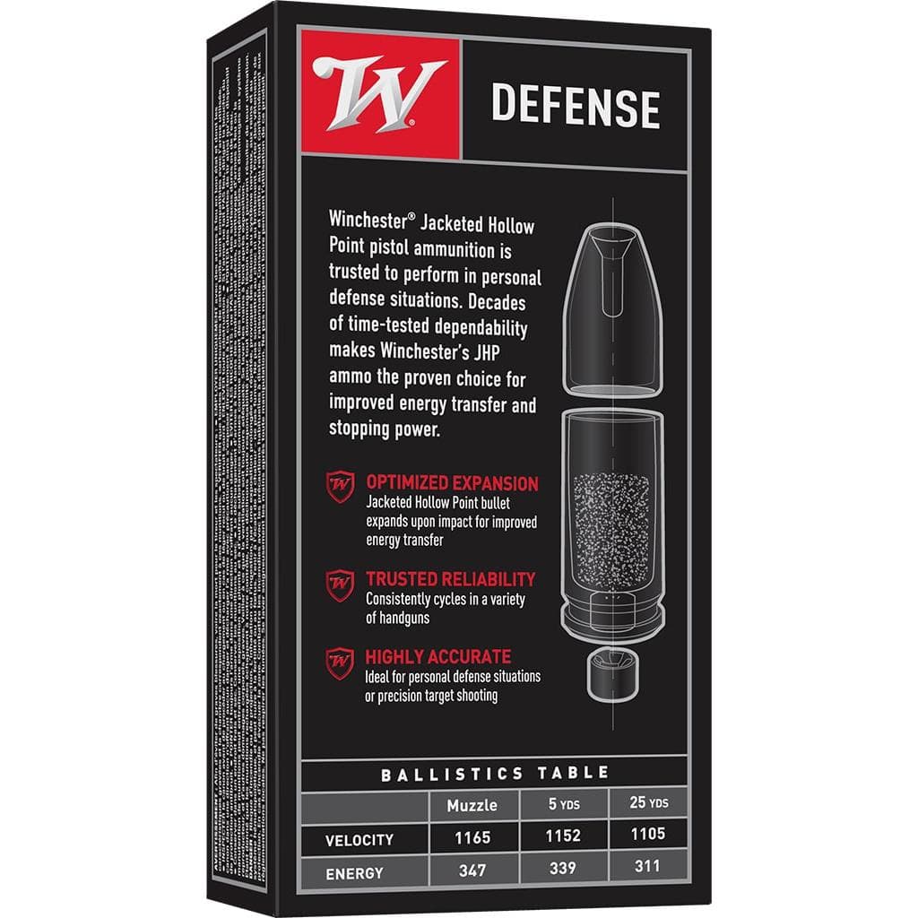 Winchester USA Handgun Ammunition 9mm Luger 115 gr. JHP 1165 fps 50/ct