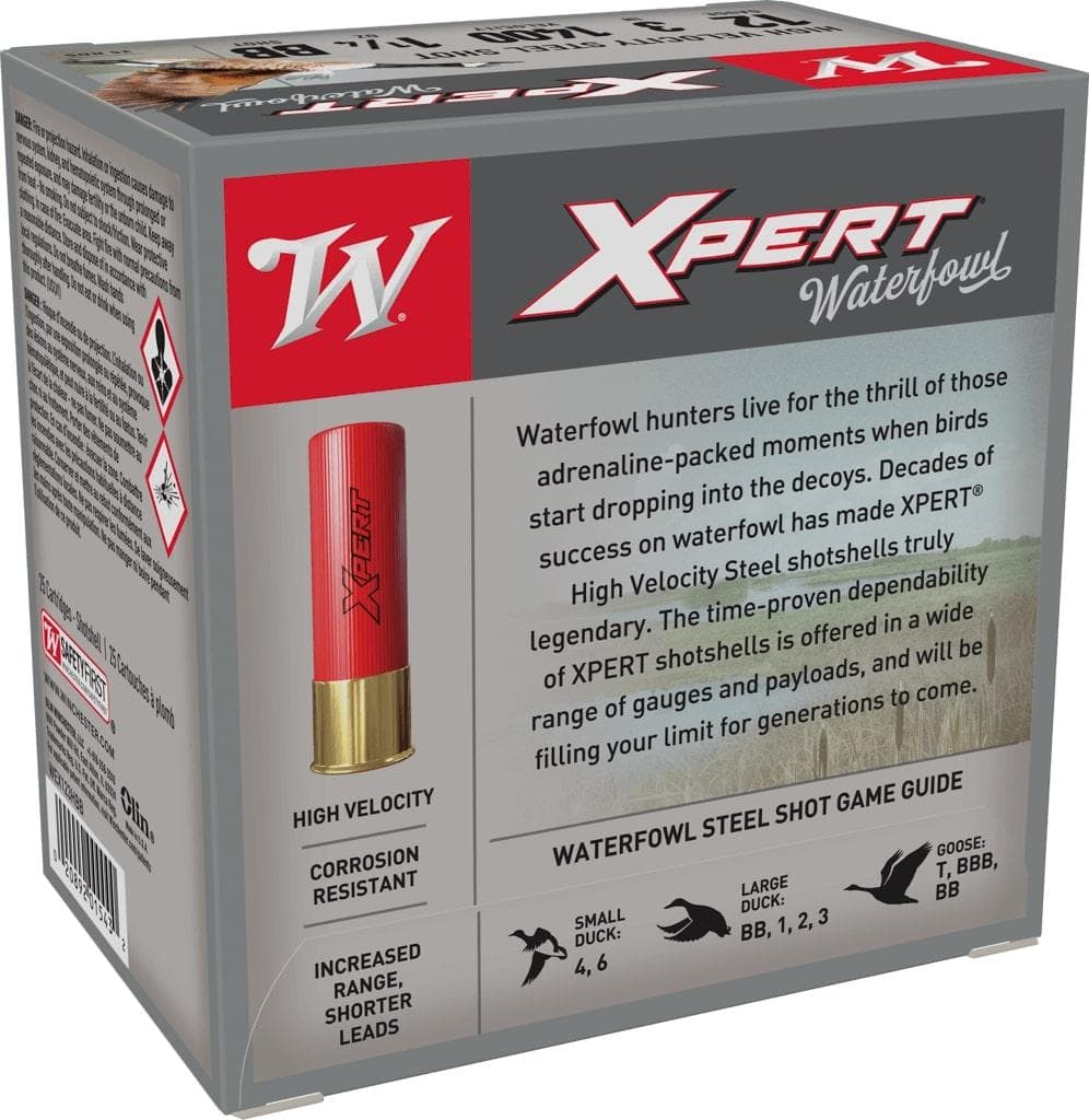 Winchester Xpert High-Velocity Steel Shotshells 12 ga 3" 1-1/4 oz #BB 1400 fps 25/ct