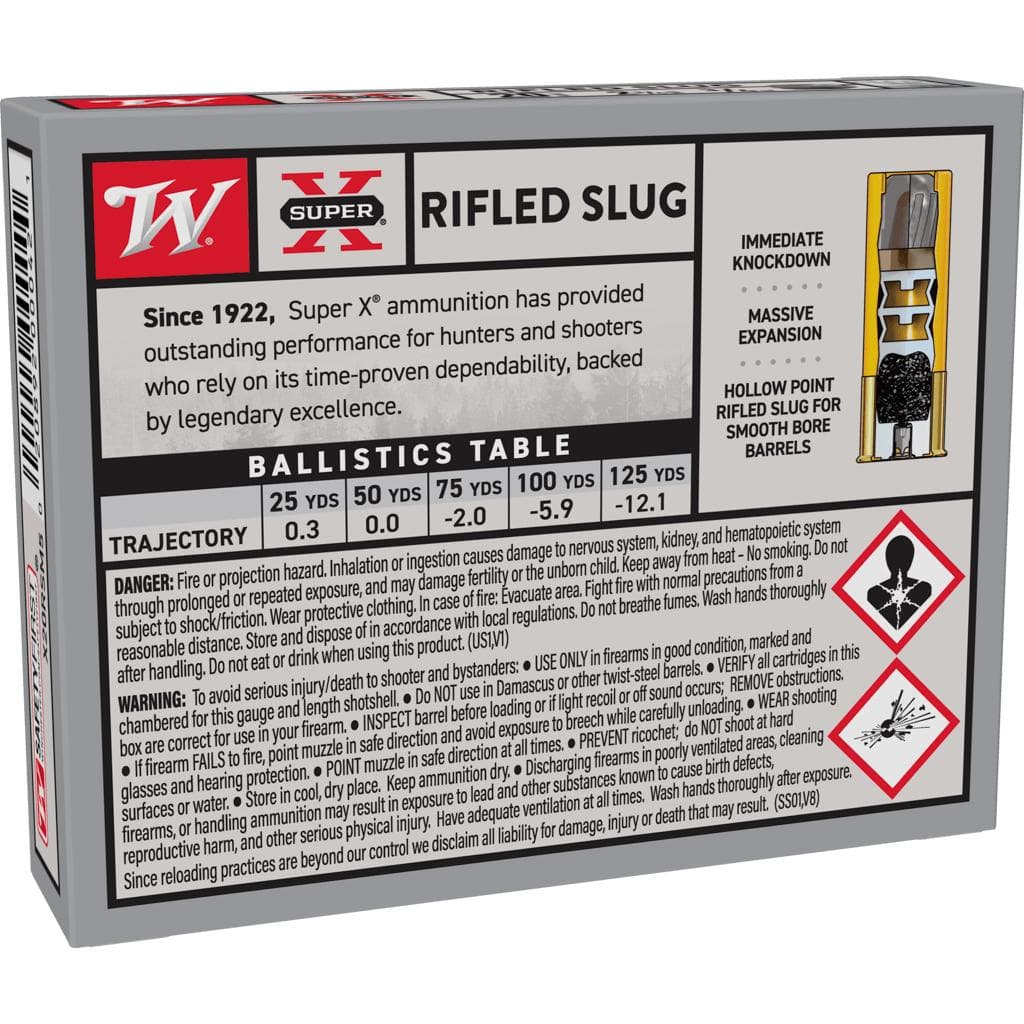 Winchester Super-X Rifled Slug Shotshells 20 ga 2-3/4" 3/4 oz 1600 fps Slug 5/ct