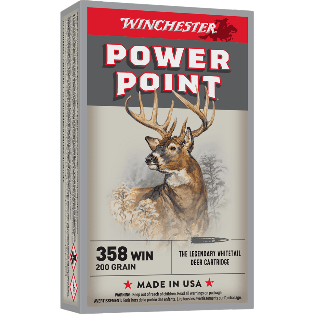 Winchester Power PointRifle Ammunition .358WIN 200 gr.JSP 2490 fps 20/ct