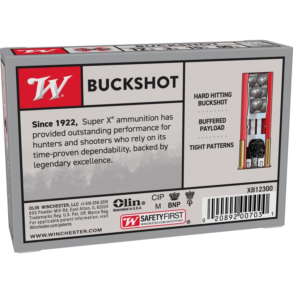 Winchester Super-X Buckshot Shotshells 12 ga 3" 1210 fps #00 5/ct