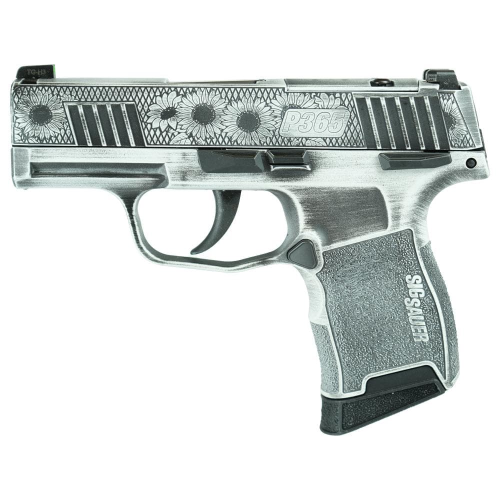 Sig Sauer Exclusive P365-380 "Sun Flower" Handgun 380 Auto 10rd Magazine 3.1" Barrel Black Manual Safety