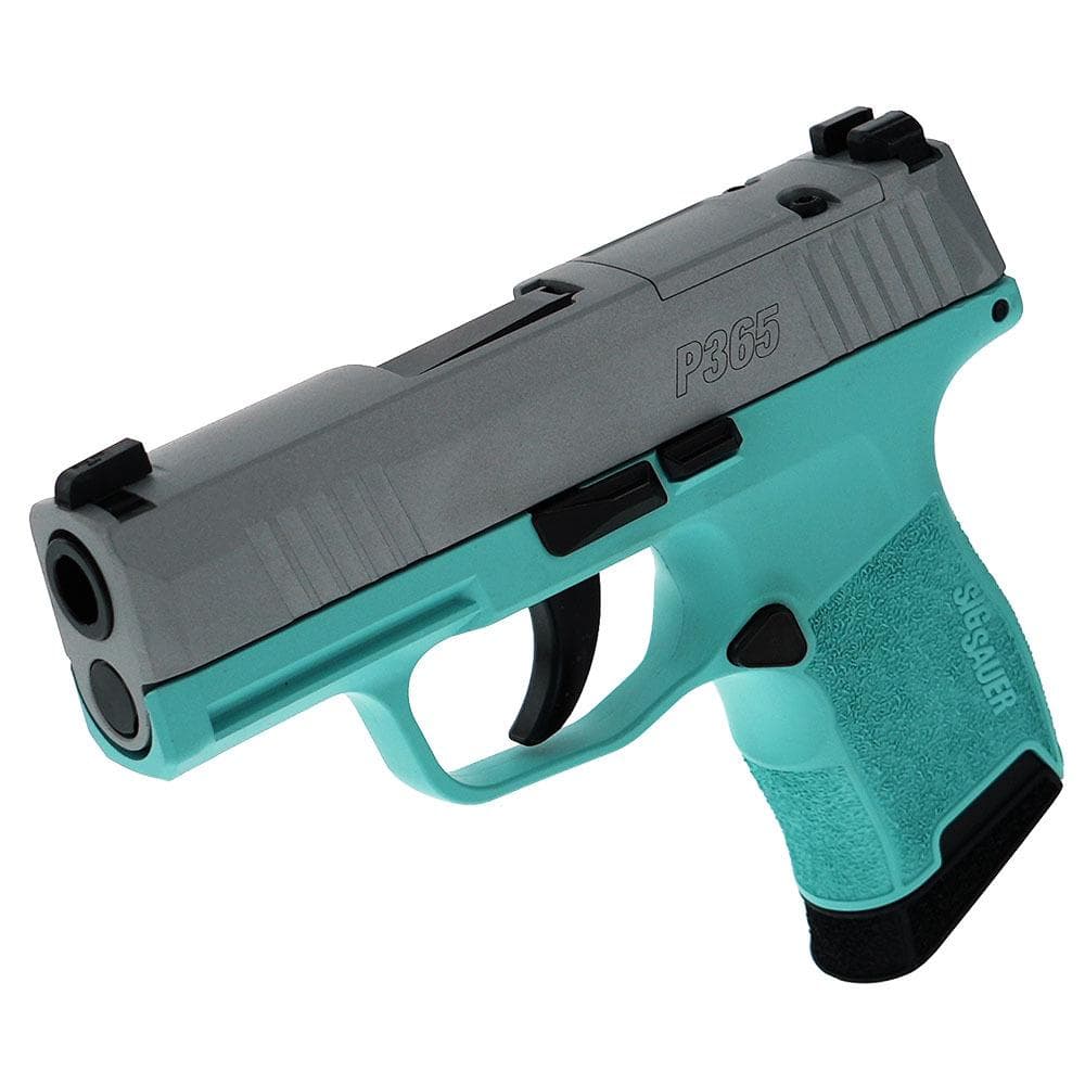 Sig Sauer "Silver Slide/Robin's Egg Blue Frame" P365 Optic Ready Handgun 9mm Luger 10rd Magazines(2) 3.1" Barrel X-RAY 3 Sights