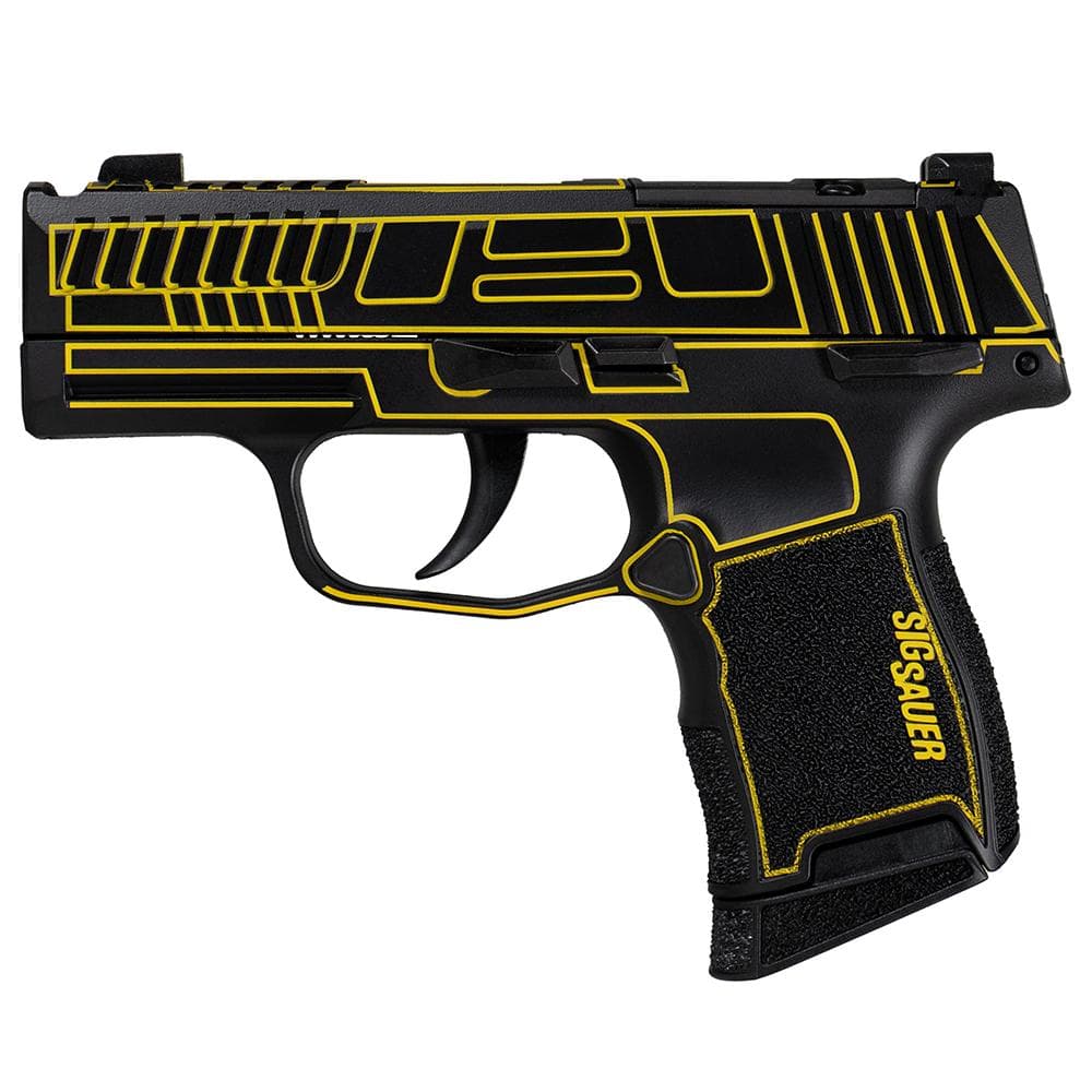 Sig Sauer P365 "Outlander Yellow Laser" Handgun 9mm Luger 10rd Magazines(2) 3.1" Black Barrel X-RAY 3 Sights Manual Safety