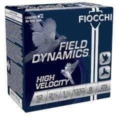 Fiocchi High Velocity Shotshells 12ga 2-3/4 1-1/4oz 1330 fps #8 25/ct