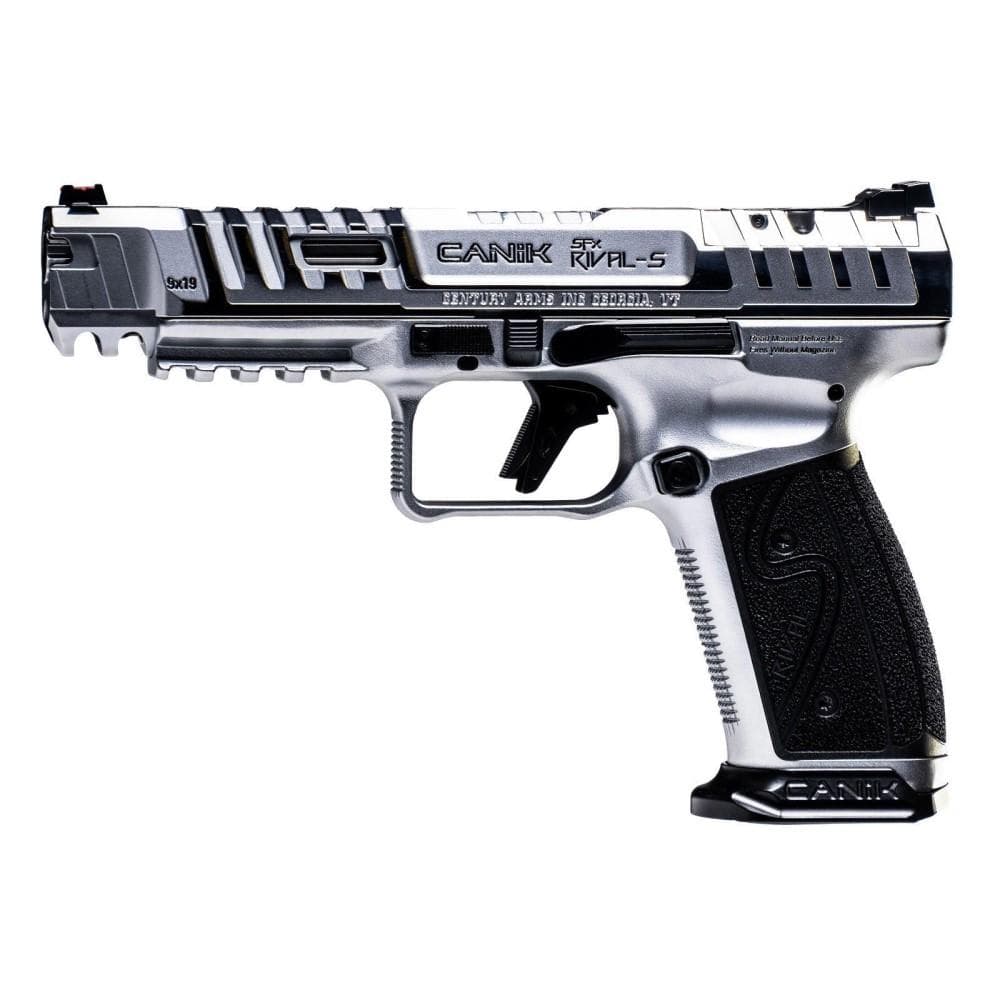 Canik SFx Rival-S Chrome Handgun 9mm Luger 18rd Magazines(2) 5" Barrel Silver