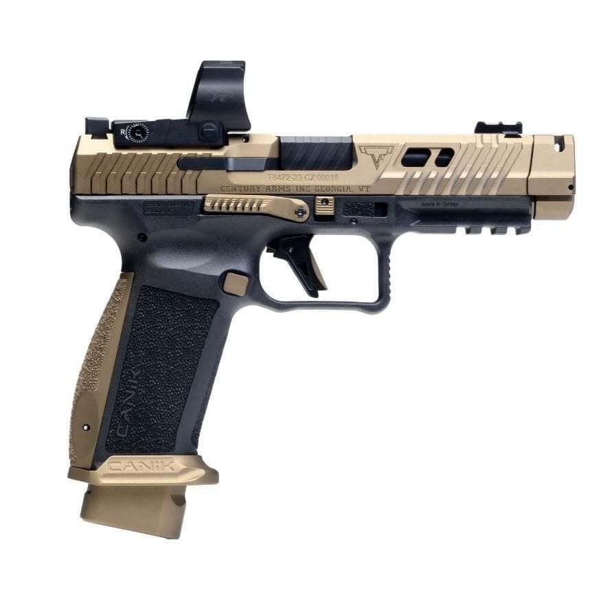 Canik TTI Combat Handgun 9mm Luger 18rd Magazines (2) 4.6" Barrel Black and Bronze with Mecanik M03 Optic