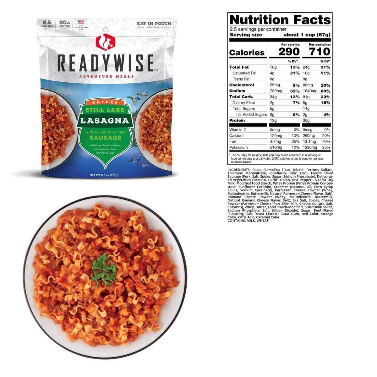 Readywise Still Lake Lasagna with Sausage - 5.93 oz