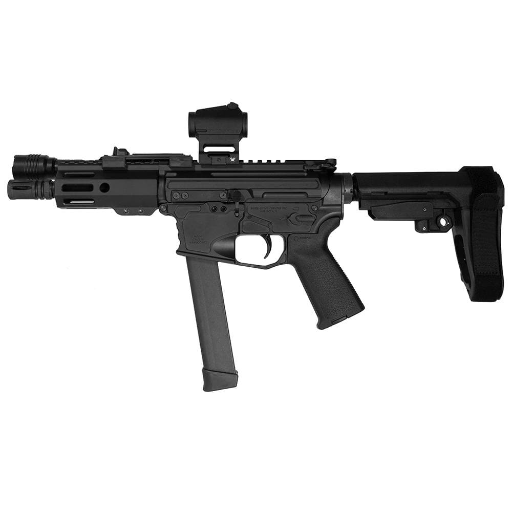 Shark Coast Tactical "Midnight" Pistol Bundle 9mm Luger 33rd Glock Style Magazine 5'' Threaded Barrel Vortex Red Dot/Streamight Protac
