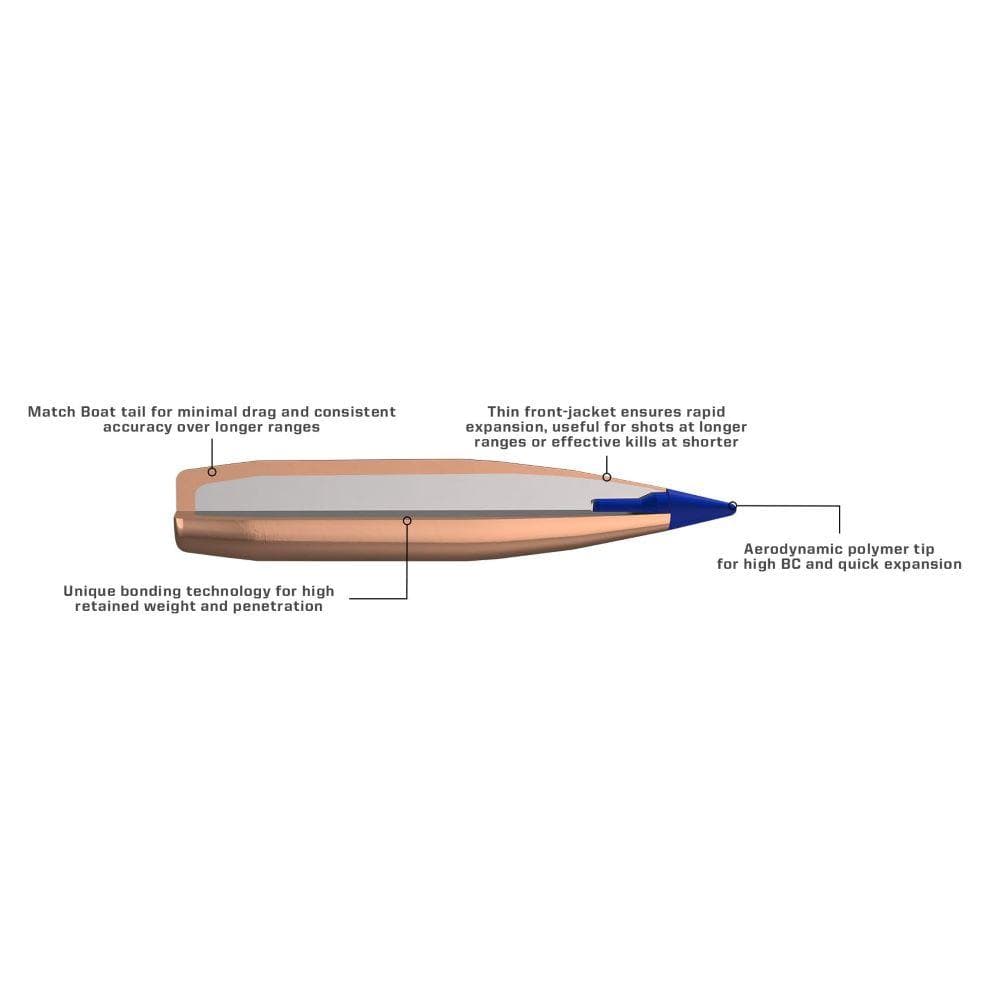 Norma 6.5mm Bondstrike Bonded Boat Tail Polymer Tip Bullet .264 143gr 100/ct