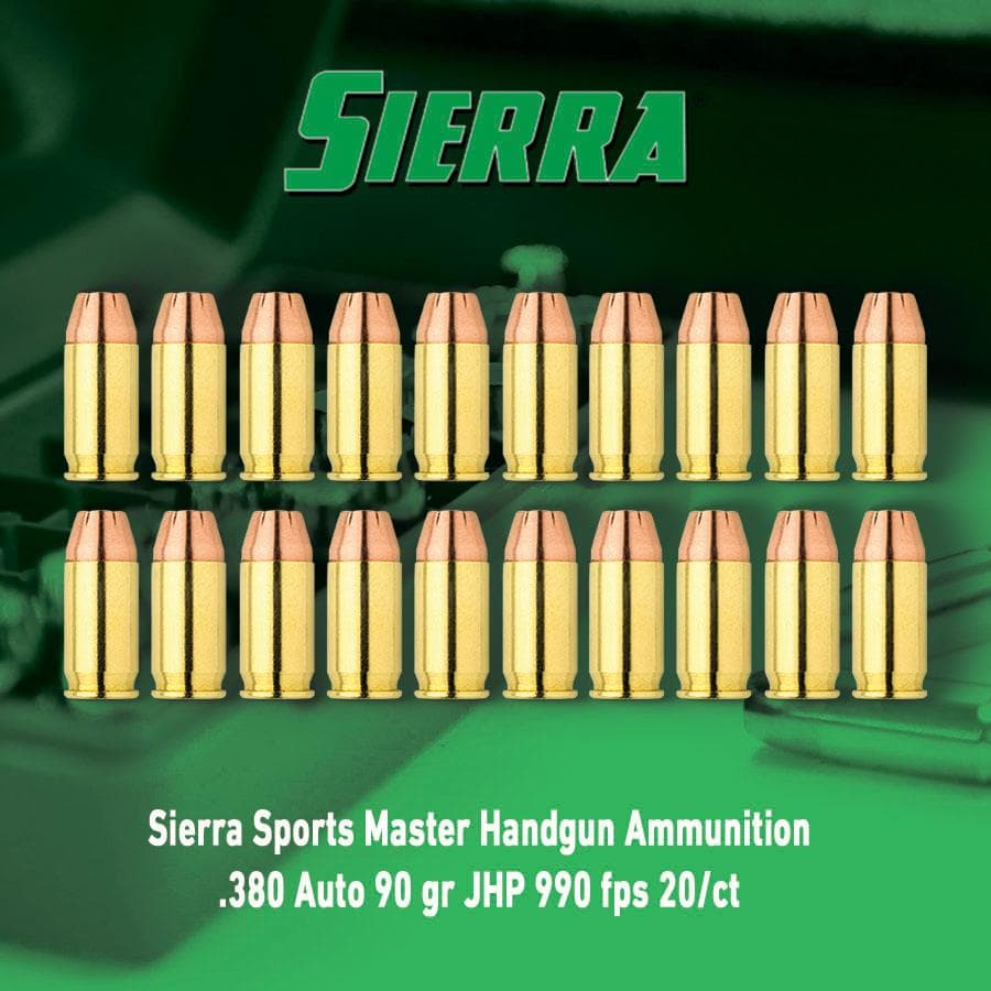 Sierra Sports Master Handgun Ammunition .380 Auto 90 gr JHP 990 fps 20/ct