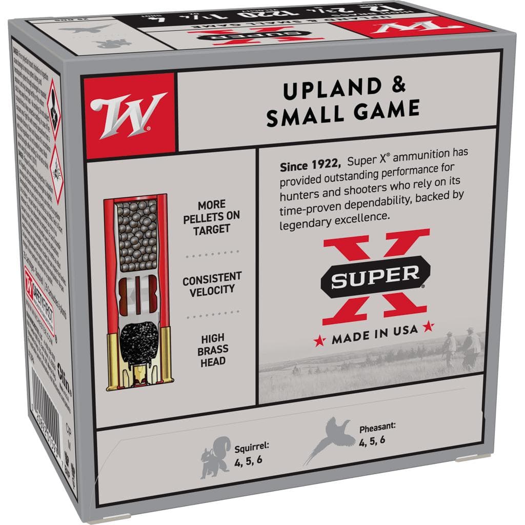 Winchester Super-X Hi-Brass Shotshells 12 ga 2-3/4" 1-1/4oz 1220 fps #4 25/ct