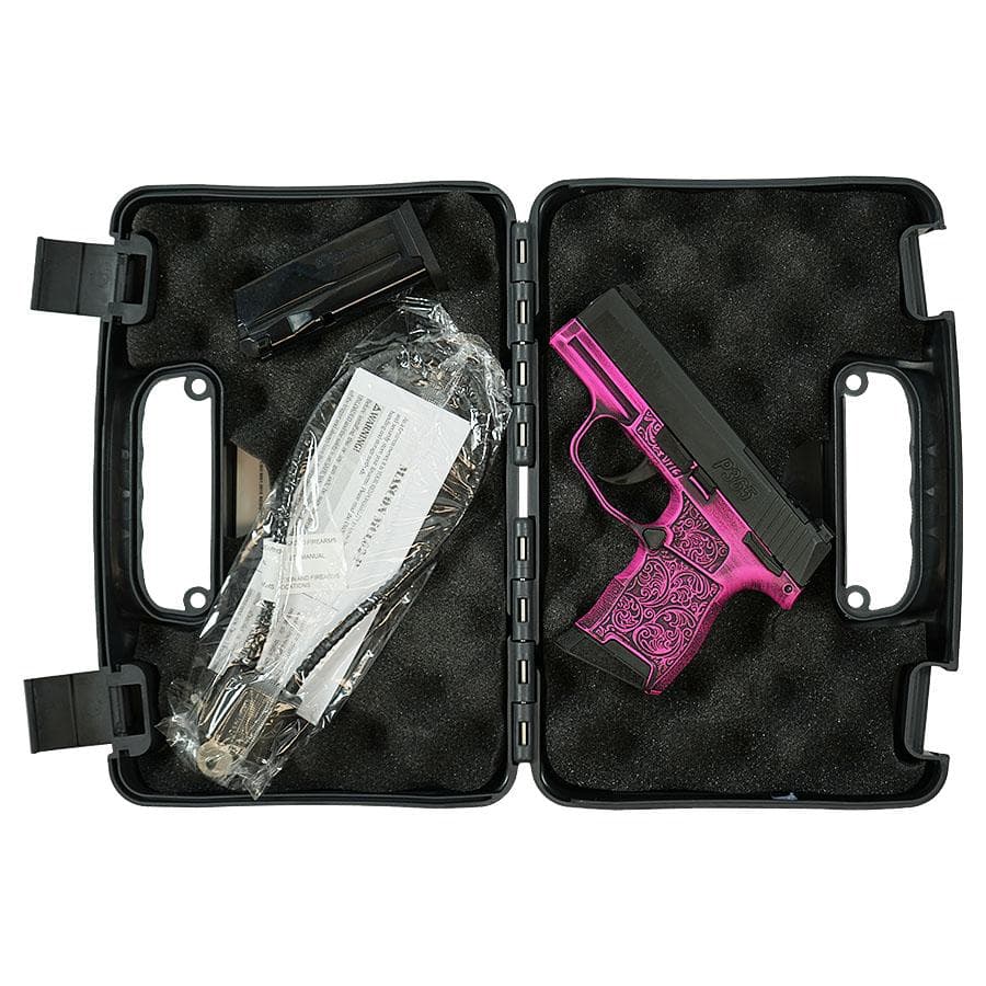 Sig Sauer P365 Exclusive "Pink Filigree" Handgun 9mm Luger 10rd Magazine(2) 3.1" Barrel Manual Safety X-RAY 3 Sights Optic Ready