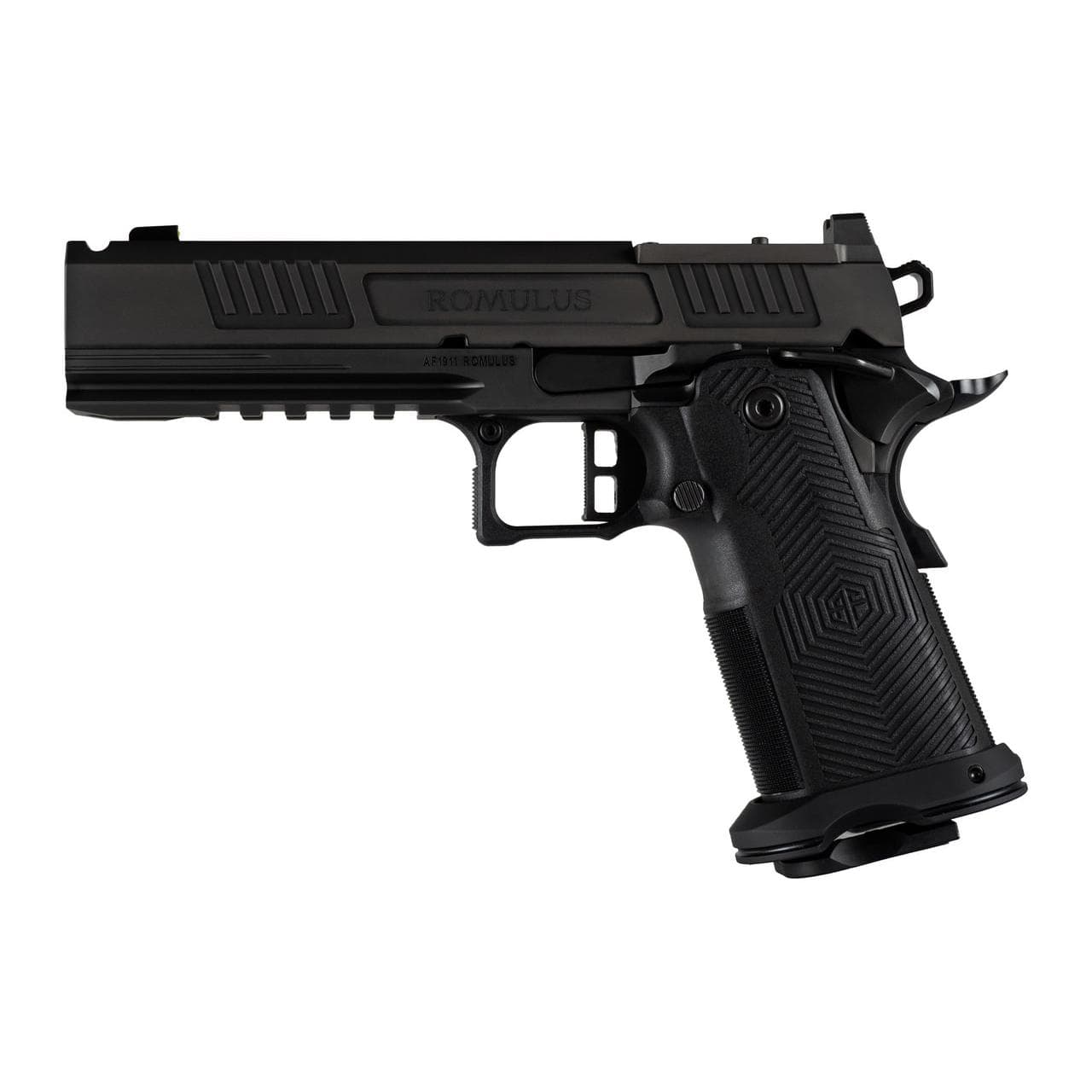 Alpha Foxtrot AF1911-Romulus MOS Adapter Handgun 9mm Luger 17(1) & 20rd(1) Magazines 5" Comp Bull Barrel DLC Black