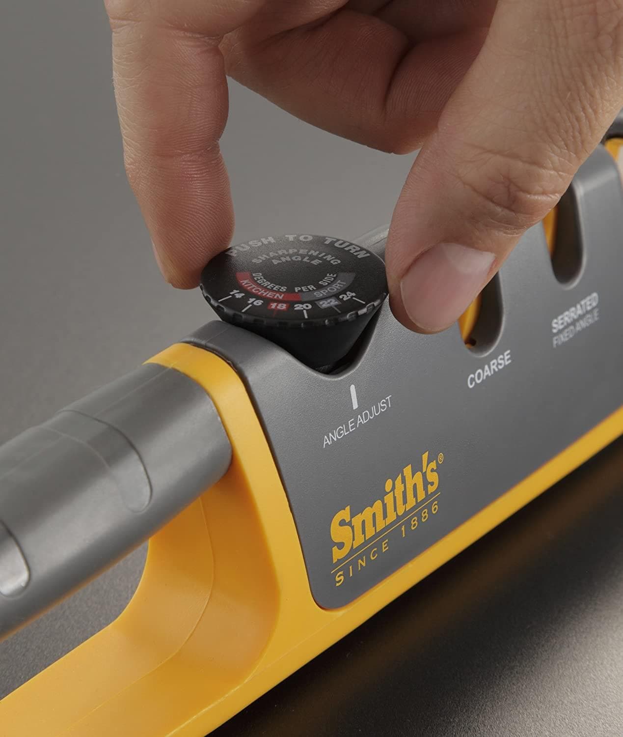 Smith's Adjustable Angle Pull-Thru Knife Sharpener for Straight Edge Knives - Coarse or Fine
