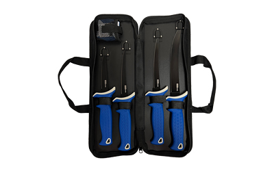 AccuSharp 6-Piece Fillet Knife Kit with Sharpener, Fixed Blade Knives, Blue Non-Slip Grip, Plain Edge, 4.75"-8" Stainless Steel Blades, Satin Finish — photo 2