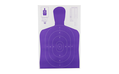 Action Target b-27E High Visibility Target, Fluorescent Purple, Silhouette Cut Off Below Ring 7, 23"x35", 100 Per Box