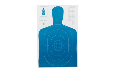 Action Target B-27E Economy Target, Blue Silhouette Cut Off Below Ring 7, 23"x35", 100 Per Box