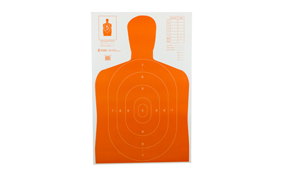 Action Target B-27E Economy Target, Orange Silhouette Cut Off Below Ring 7, 23"x35", 100 Per Box
