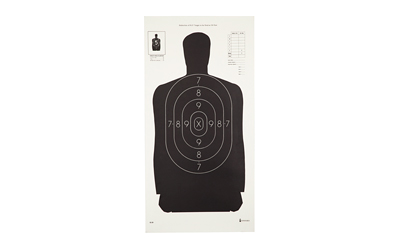 Action Target B-29 Qualification Target, 50 Foot Reduction Of B-27 Police Silhouette, Black, 11.5"x22", 100 Per Box