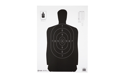 Action Target B-34 Qualification Target, 25 Yard Reduction Of B-27 Police Silhouette, Black, 17.5"x23", 100 Per Box