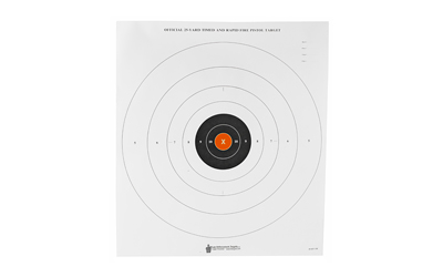Action Target B-8, 25-Yard Timed And Rapid Fire Target, Black With Orange Center X-Ring, 21"x24", 100 Per Box