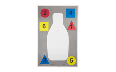 Action Target DT-ANTQ-A Anatomy And Command Training Multi Purpose Target, FBI-Q Target, Vital Anatomy And Shapes, Black/Red/Blue/Yellow, 23"x35"