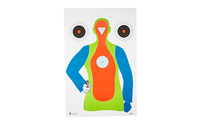 Action Target PR-B21E, High Visibility Fluorescent Target, Black/Orange/Blue/Green, 23"x35", 100 Per Box