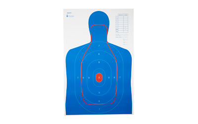 Action Target RC-B27E-Q, B-27E And FBI Q Combination Target, Blue/Red, 23"x35", 100 Per Box