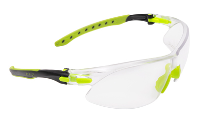 Allen Company ULTRX Keen Safety Glasses, Compact, Anti-fog/Anti-scratch, Black/Lime Green Frame, Clear Lens