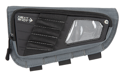 Allen Company Next Shot, Cody Buttstock Pouch, Black and Gray, Holds up to (4) .223-300 Winchester Magnum Rifle Cartridges, Clear Plastic Window