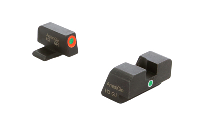AmeriGlo I-Dot, Single Dot, Night Sight, For FN Highpower, Green Front with Orange Outline, Green Rear, Matte Finish, Black — photo 2