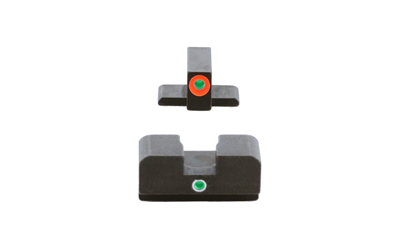 AmeriGlo I-Dot, Single Dot, Night Sight, For FN Highpower, Green Front with Orange Outline, Green Rear, Matte Finish, Black — photo 3