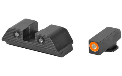 AmeriGlo Trooper, Sight, Fits GLOCK 20/21/29/30/31/32/36, Green Tritium with Orange Outline Front, Green Tritium Black Serrated Rear