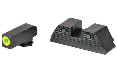 AmeriGlo Trooper, Sight, Fits GLOCK 20/21/29/30/31/32/36/40/41, Green Tritium LumiLime Outline Front, Green Tritium Black Serrated Rear, Front/Rear