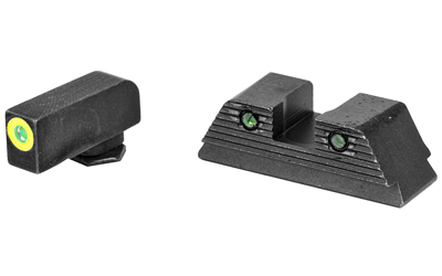 AmeriGlo Trooper, Sight, Fits GLOCK 17/19/19X/26/45 Gen5, Green Tritium LumiLime Outline Front, Green Tritium Black Serrated Rear, Front/Rear