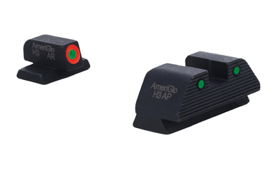 AmeriGlo Trooper, Night Sight, For Smith & Wesson M&P M2.0, Green Front with Orange Outline, Green with Black Outline Serrated SQ Rear, Matte Finish — photo 2