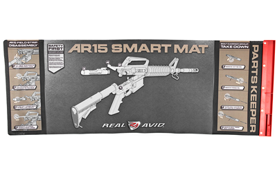 Real Avid Mat, Smart AR15 Cleaning Mat, Parts Keeper Tray, Magnetic Compartment, Oil/Solvent Resistant Coating, 43" X 16"
