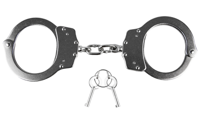 Caliber Gourmet Uzi Handcuffs, Chain Connection, Double Locking, Silver, Includes 2 Keys — photo 2
