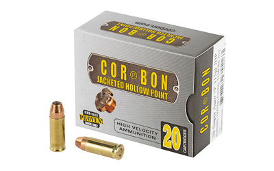 Corbon Ammo Self Defense, 38 Super, 115 Grain, Jacketed Hollow Point, +P, 20 Round Box