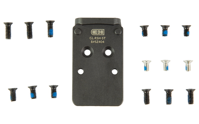 C&H Precision V2, Optic Mounting Plate, Fits Glock MOS, Trijicon RMR/SRO/RCR, Holosun 407C/507C/507Comp/508T & C&H EDC-XL/Comp, Matte Finish, Black