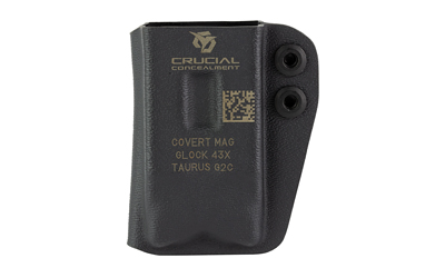 Crucial Concealment Covert Mag, Magazine Pouch, Ambidextrous, Fits Glock 43x/48, Taurus G3C/GC2 Magazines, Kydex Construction, Black — photo 2