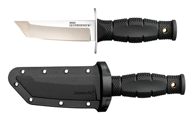 Cold Steel Mini Leatherneck, Fixed Blade Knife, 3.5" Tanto Blade, 6.75" Overall Length, 8Cr13MoV Blade Steel, Plain Edge, Satin Finish, Silver