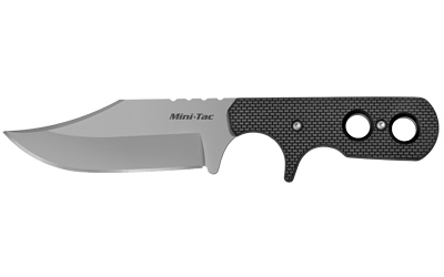 Cold Steel Mini Tac Bowie, Fixed Blade Knife, 3.625" Blade, Plain Edge, 8Cr12MoV, Silver, Black Handle, Clip Point, Includes Secure-Ex Sheath