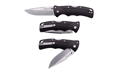 Cold Steel Verdict, Folding Knife, 3" Clip Point Blade, 7.10" Overall Length, 4116SS Stainless Blade Steel, Plain Edge, Stonewash Finish, Silver
