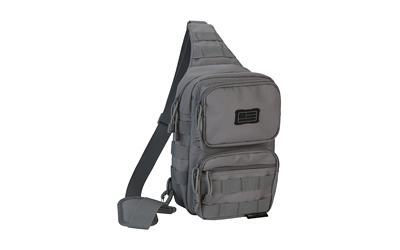 Evolution Outdoor Shoulder Sling Pack, Tactical Bag, Polyester, Padded Shoulder Strap, Adjustable, MOLLE Webbing, Gray