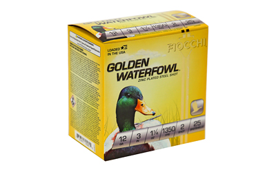 Fiocchi Ammunition Golden Waterfowl, 12 Gauge, 3", #2, Steel Shot, 25 Round Box — photo 2